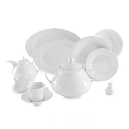 سرویس غذاخوری زرین 108 پارچه 12 نفره سری شهرزاد طرح سفید درجه یک Zarin Iran Porcelain Inds Shahrzad white Dinnerware Set 108 Pcs High Grade